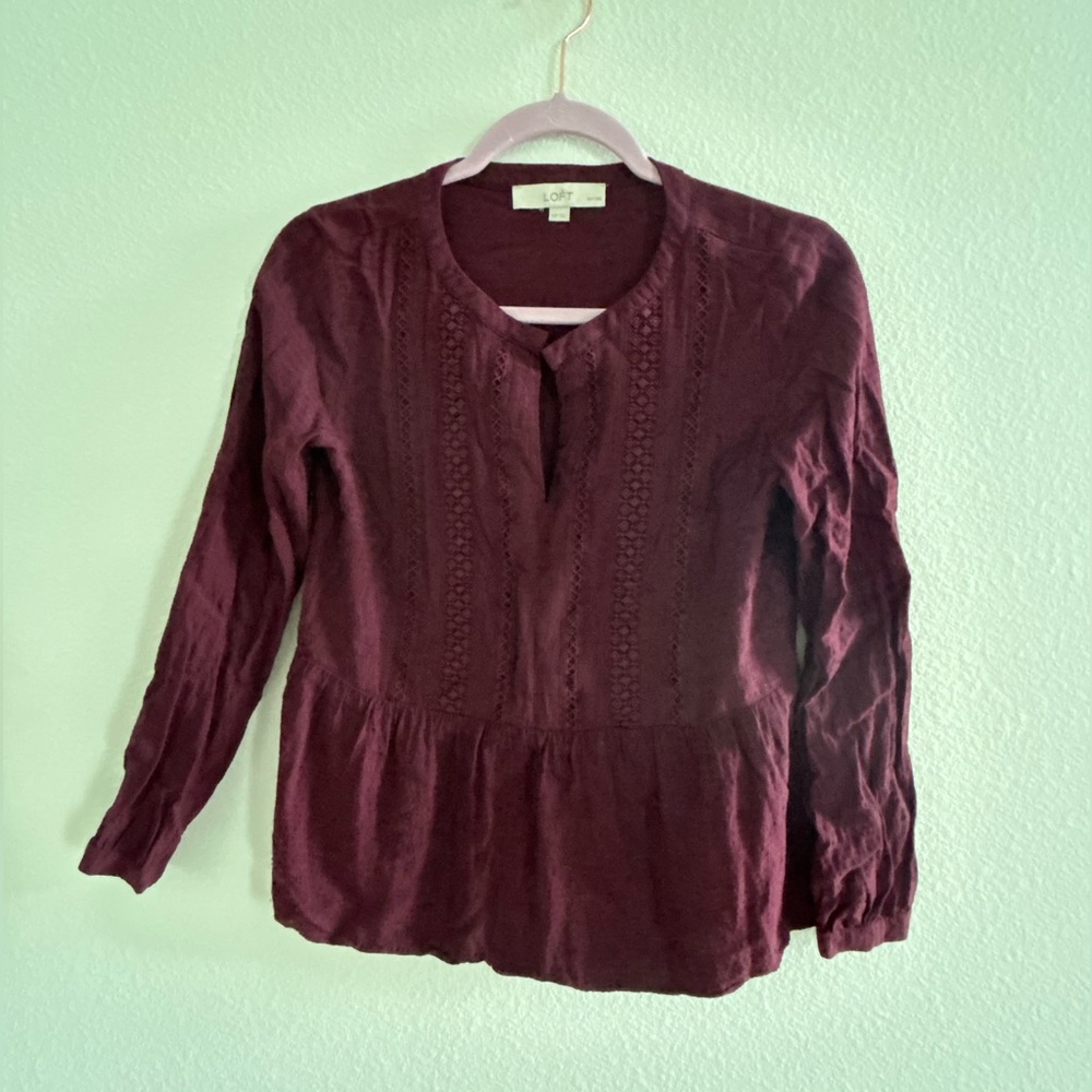 LOFT Women's Deep Burgundy Blouse